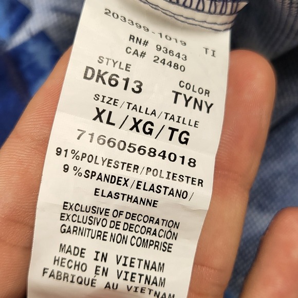 Dickies Mens XL Tie Dye V Neck Scrub Top Short Sleeve Pocket Zipper Blue - Picture 6 of 9